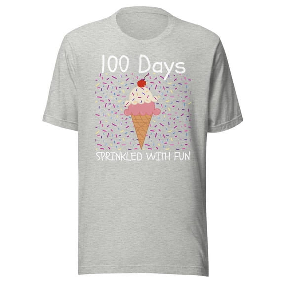 100 Days Shirt Kids Shirt Sprinkled With Fun Shirt, Unisex, 100th Day of School Shirt, 100 Days of School Shirt, School Shirt, 100 Days Shirt (Athletic Heather, L)