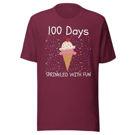 100 Days Shirt Kids Shirt Sprinkled With Fun Shirt, Unisex, 100th Day of School Shirt, 100 Days of School Shirt, School Shirt, 100 Days Shirt (Maroon, 3XL)