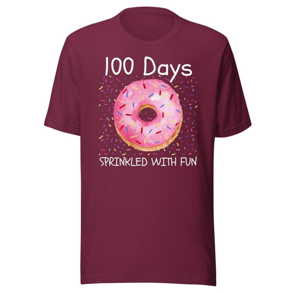 100 Days Shirt Kids Shirt Sprinkled With Fun Shirt, Unisex, 100th Day of School Shirt, 100 Days of School Shirt, 100 Days Shirt, School Shirt (Maroon, 3XL)