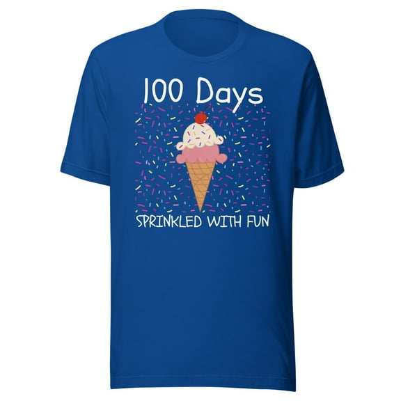 100 Days Shirt Kids Shirt Sprinkled With Fun Shirt, Unisex, 100th Day of School Shirt, 100 Days of School Shirt, School Shirt, 100 Days Shirt  (True Royal, S)