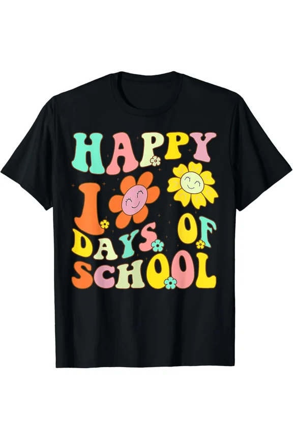100 Days Smarter Happy 100th Day Of School Groovy Boy Girl Unisex T-Shirt ,up to size 5XL