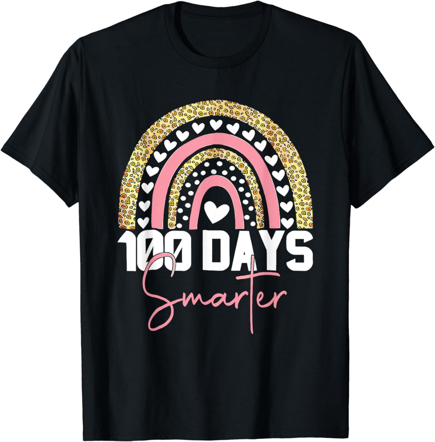 100 Days Smarter Happy 100th Day Of School Rainbow Leopard T-Shirt ...
