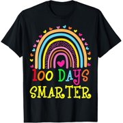 100 Days Smarter Happy 100th Day Of School Teacher Rainbow T-Shirt men and women can wear, black, white, gifts