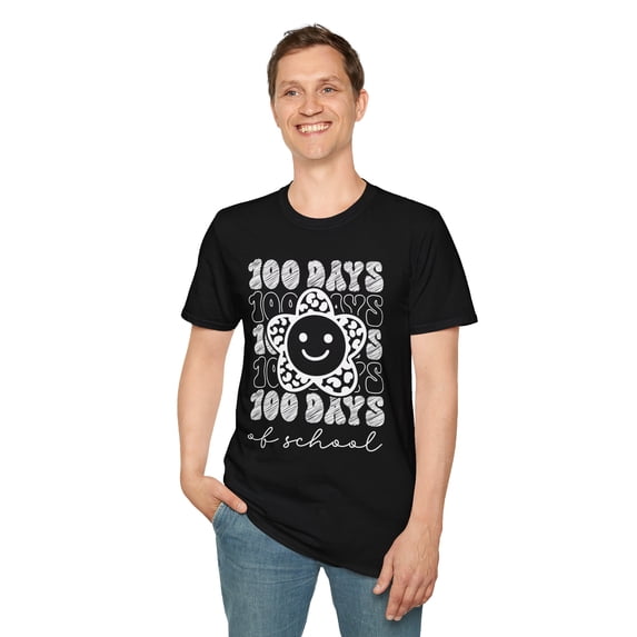 100 Days Smile, Gildan Unisex Softstyle T-Shirt, School Graphic Tee, S-3XL