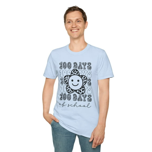 100 Days Smile, Gildan Unisex Softstyle T-Shirt, School Graphic Tee, S-3XL