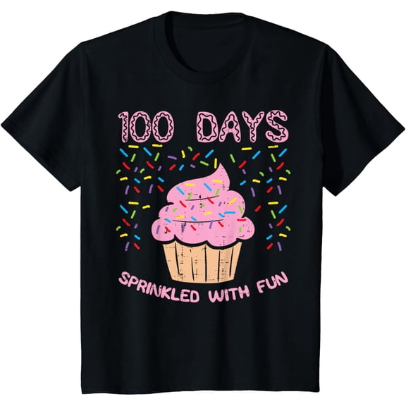 100 Days Sprinkled With Fun Cupcake 100th Day Of School Girl T-Shirt