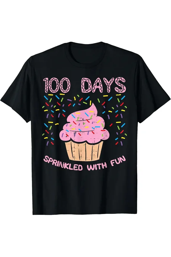 100 Days Sprinkled with Fun Cupcake 100th Day of School Girl T-Shirt