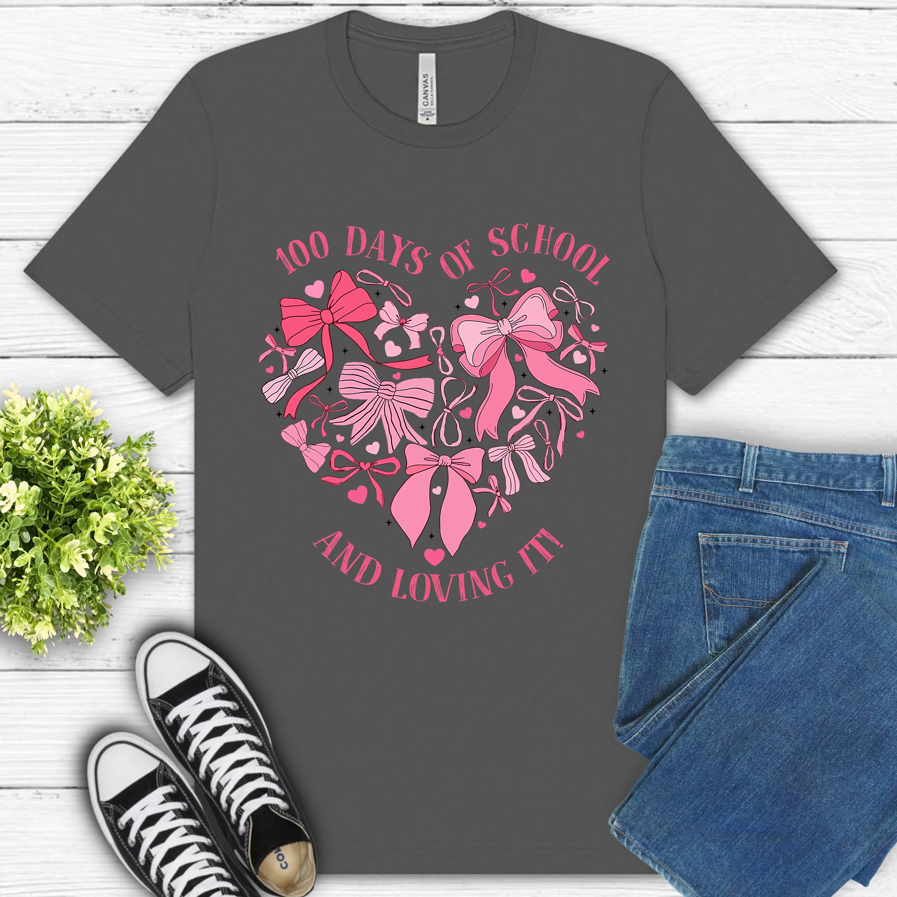 100 Days and Loving It Shirt Cute Pink Bows Classroom Celebration T 100 Days and Loving It Shirt Cute Pink Bows Classroom Celebration T