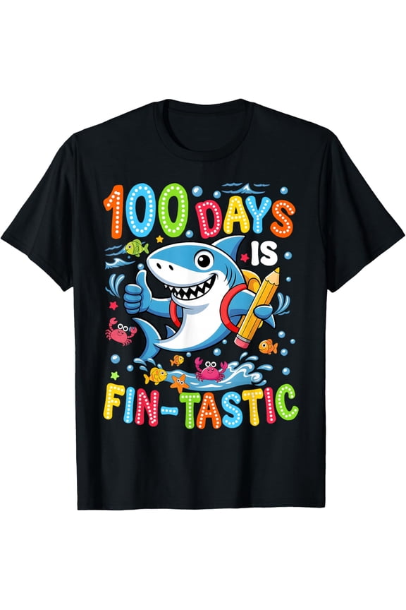 100 Days is Fin Tastic Fish Adult 100th Day of School Adult T-shirt