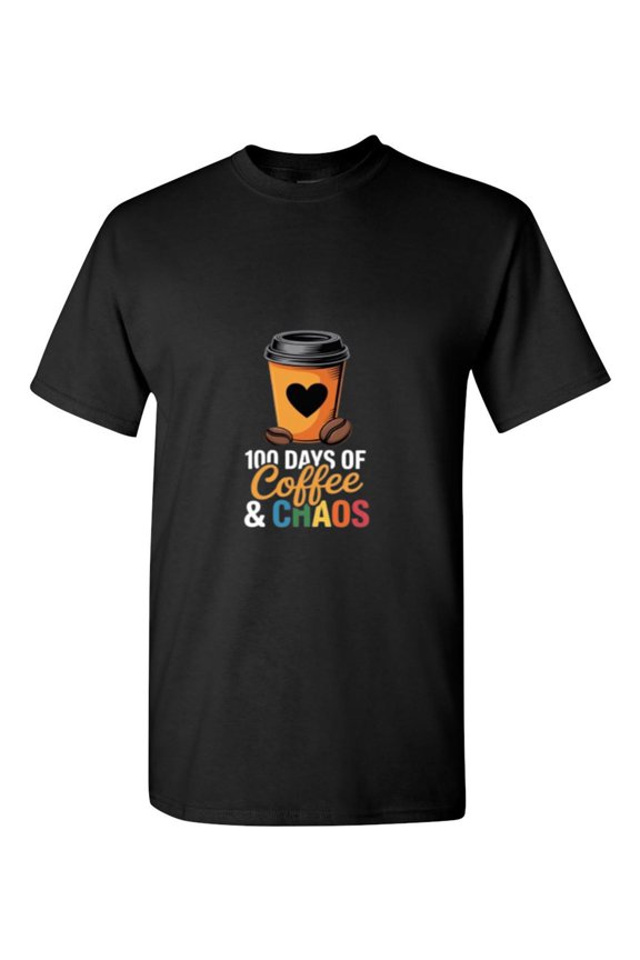 100 Days of Coffee & Chaos 101st Day School Teachers Funny Survival Mode T-Shirt, for men & women, up to size 5XL