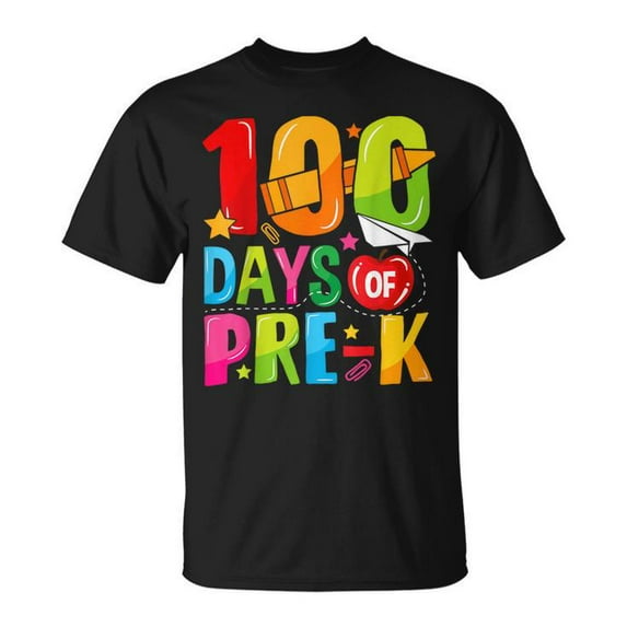 100 Days of Pre-K School T-Shirt – 100th Day of School Smarter Teacher Appreciation Tee, Preschool Classroom Celebration Shirt