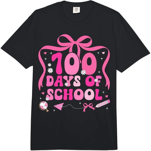 100 Days of School Coquette Bow 100th Day of School Adult Heavyweight Adult T-shirt
