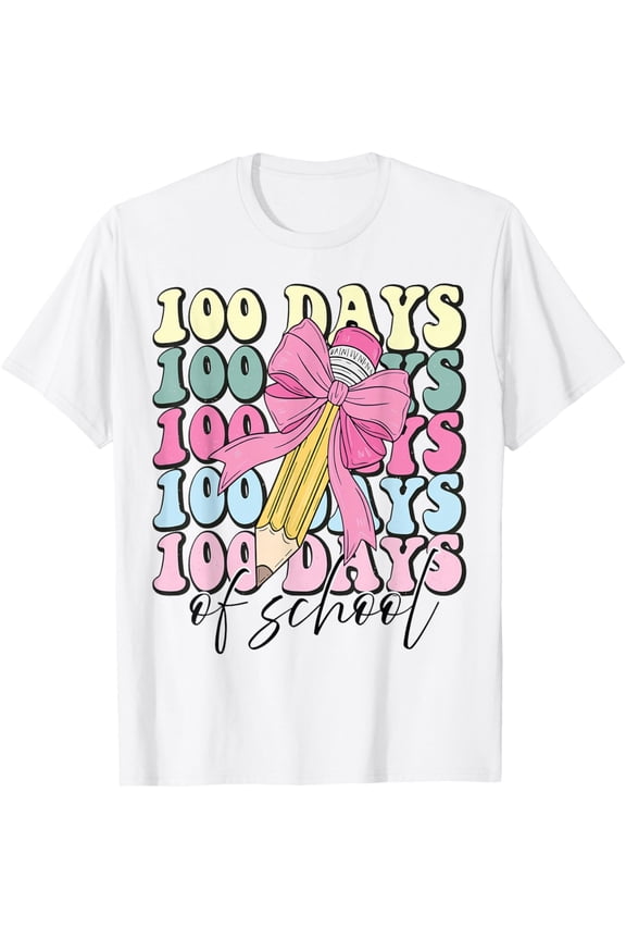 100 Days of School Coquette Bow 100th Day of School T-Shirt Shirts