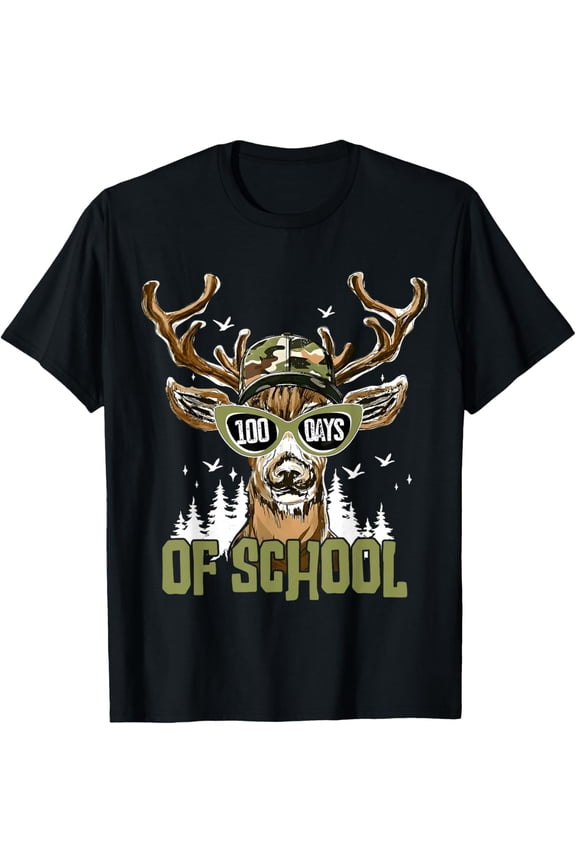 100 Days of School Funny Buck Deer Hunter Teacher Adult T-shirt