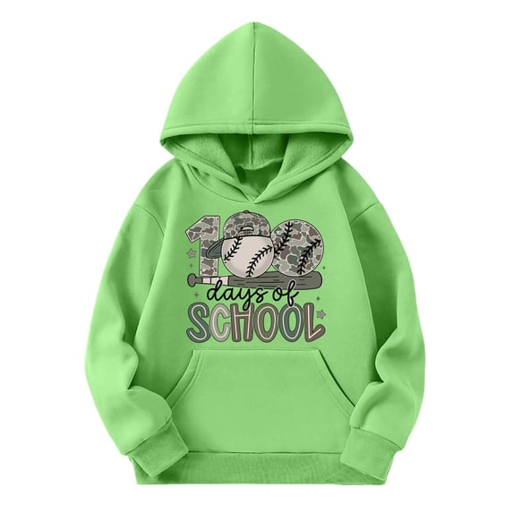 100 Days of School Hoodie for Kids Boys Girls - Letter Graphic Long Sleeve Preppy Back to School Sweatshirt