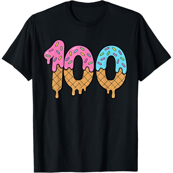 100 Days of School Ice Cream Drip Kindergarten Preschool Adult T-shirt