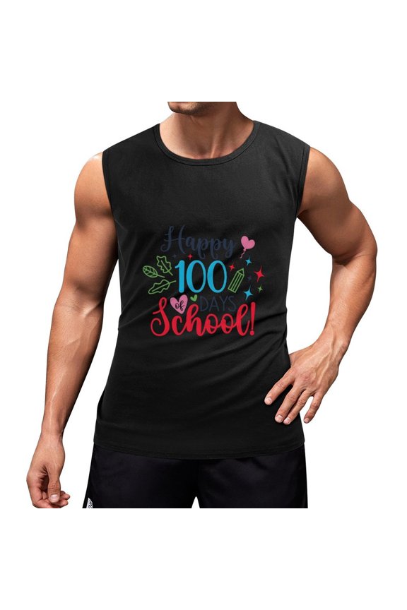100 Days of School Men'S Muscle T-Shirt, Sleeveless, Muscle Tank Tee Top 2XL
