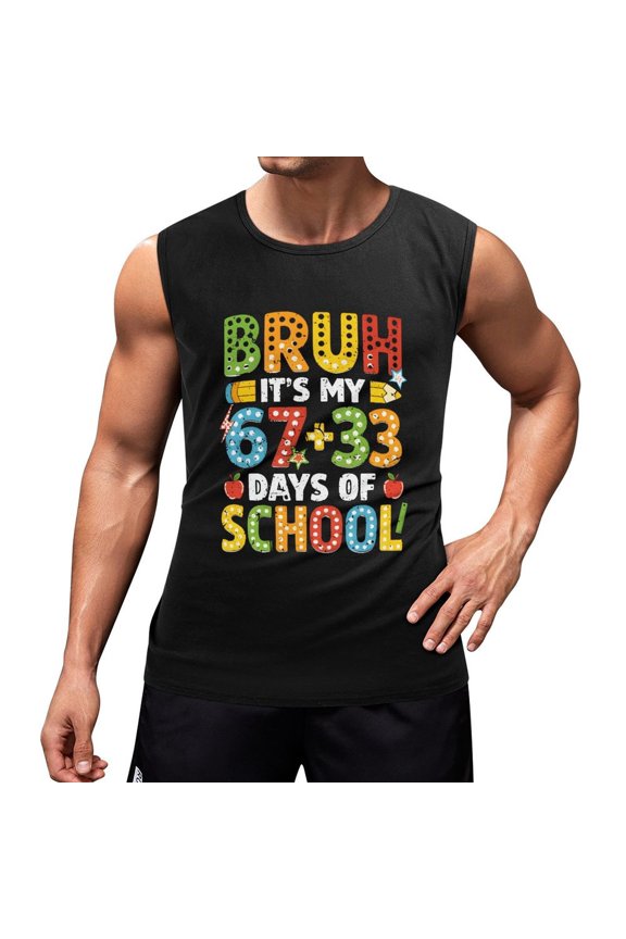 100 Days of School Men'S Muscle T-Shirt, Sleeveless, Muscle Tank Tee Top 2XL