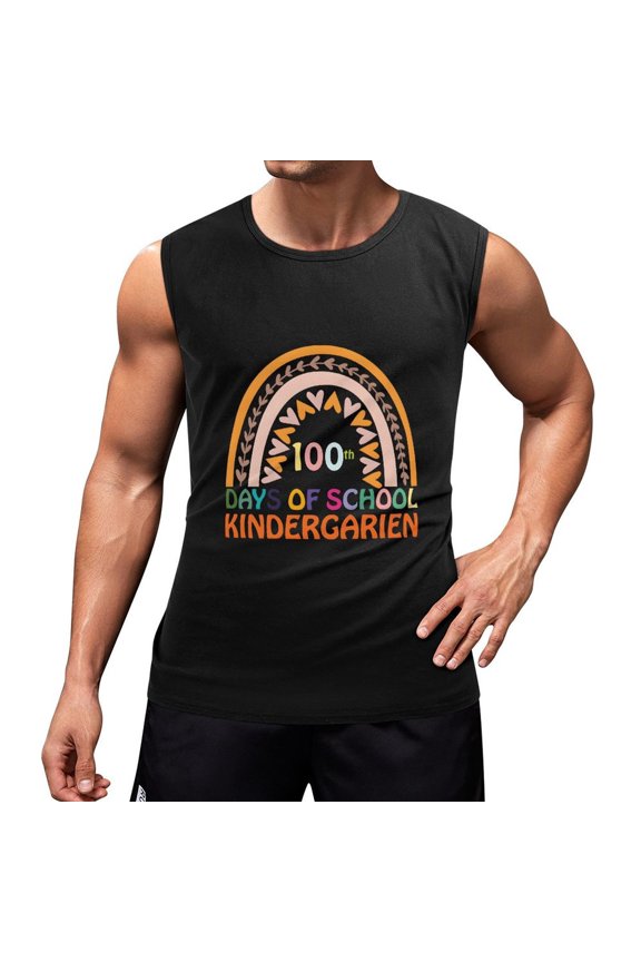 100 Days of School Men'S Muscle T-Shirt, Sleeveless, Muscle Tank Tee Top L