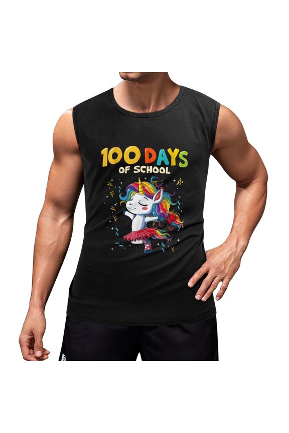 100 Days of School Men'S Muscle T-Shirt, Sleeveless, Muscle Tank Tee Top L