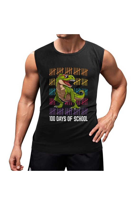 100 Days of School Men'S Muscle T-Shirt, Sleeveless, Muscle Tank Tee Top L