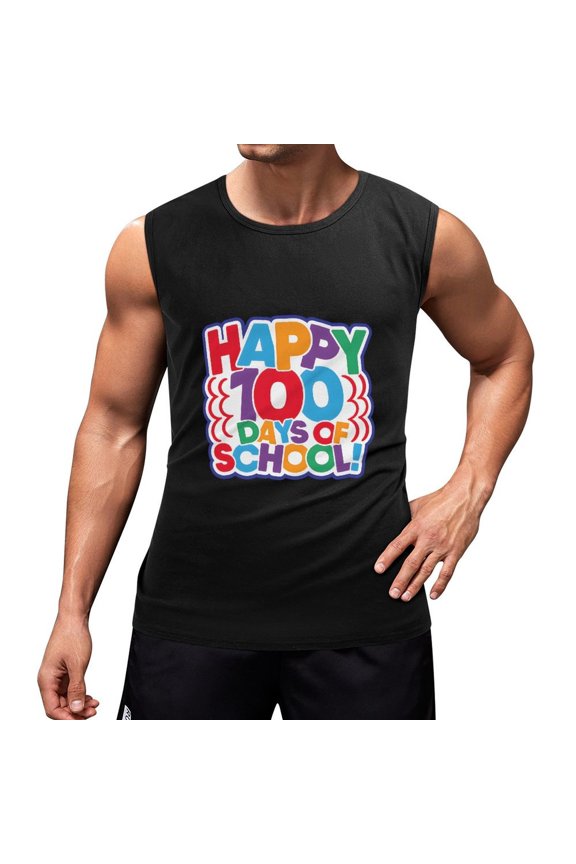 100 Days of School Men'S Muscle T-Shirt, Sleeveless, Muscle Tank Tee Top L