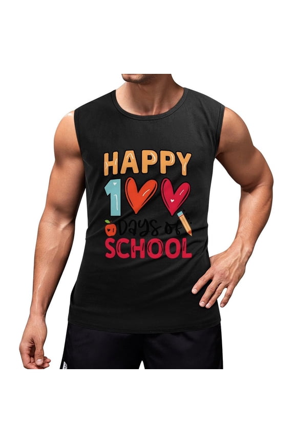 100 Days of School Men'S Muscle T-Shirt, Sleeveless, Muscle Tank Tee Top M