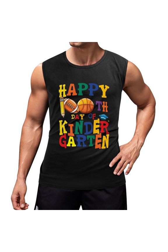100 Days of School Men'S Muscle T-Shirt, Sleeveless, Muscle Tank Tee Top M