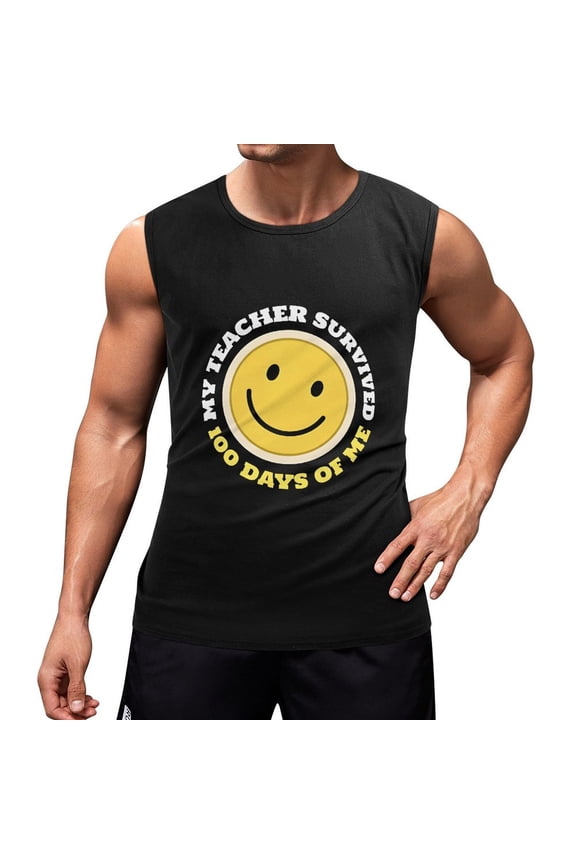 100 Days of School Men'S Muscle T-Shirt, Sleeveless, Muscle Tank Tee Top S