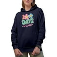 thumbnail image 1 of 100 Days of School, Retro Smiling Flowers Art Merch Gift, Navy Blue Hooded Sweatshirt or Hoodie, Small, 1 of 5