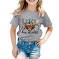 thumbnail image 1 of 100 Days of School Shirt Kids 7/8 Short Sleeve Casual Crewneck T-Shirts Cute Cartoon Animal Print Summer Daily Outerwear Tees Z01-Grey 6-7 Years, 1 of 4