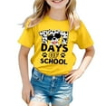 thumbnail image 1 of 100 Days of School Shirt Kids 7/8 Short Sleeve Casual Crewneck T-Shirts Cute Cartoon Animal Print Summer Daily Outerwear Tees Z03-Yellow 10-11 Years, 1 of 4