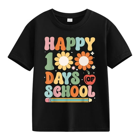 100 Days of School Shirt for Toddler School T Shirt Kids Happy 100th Day Tshirt Boys Girls Gift Tees Tops