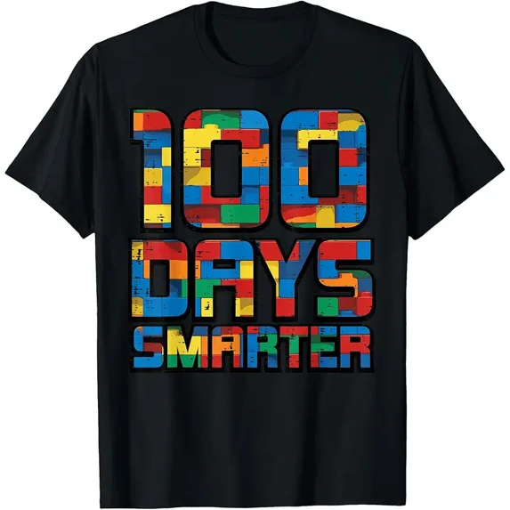 100 Days of School Smarter Bricks 100th Day Blocks Boys Kids T-Shirt