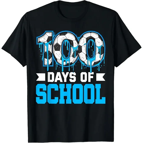 100 Days of School Soccer Drip 100th Day of School Boys Kids T-Shirt