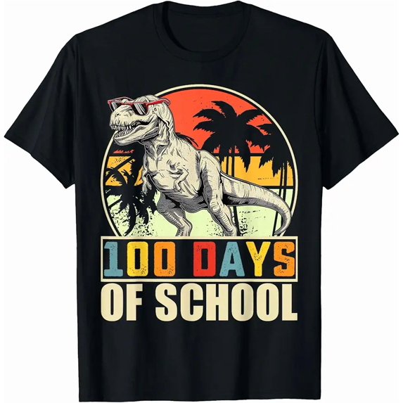 100 Days of School T Rex Dinosaur 100th Day of School Boys T-Shirt