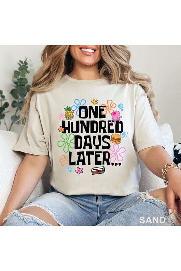 100 Days of School T-Shirt - SpongeBob Funny Celebration T-shirt