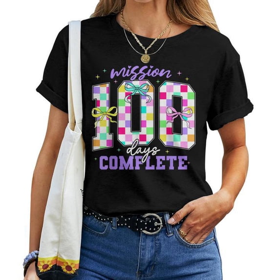 100 Days of School Teacher T-Shirt – Retro Girl 100th Days of School Shirt for Women, Classroom Celebration Tee, Educational Milestone Graphic Top