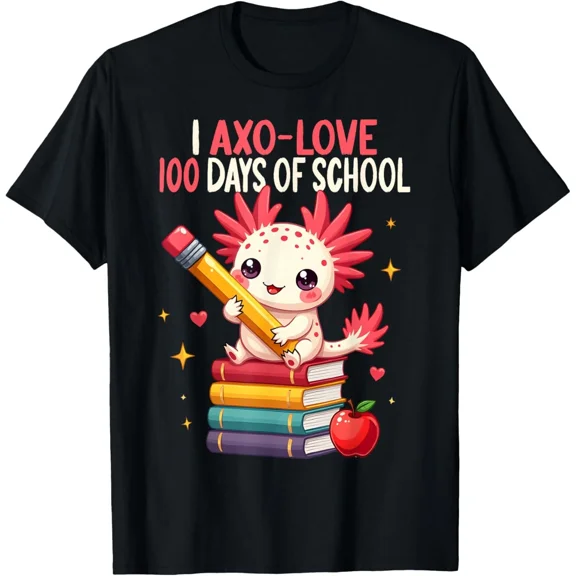 100 Days of School The 100th Day Of School Axolotl New Unisex T-Shirt, up to size 5xl