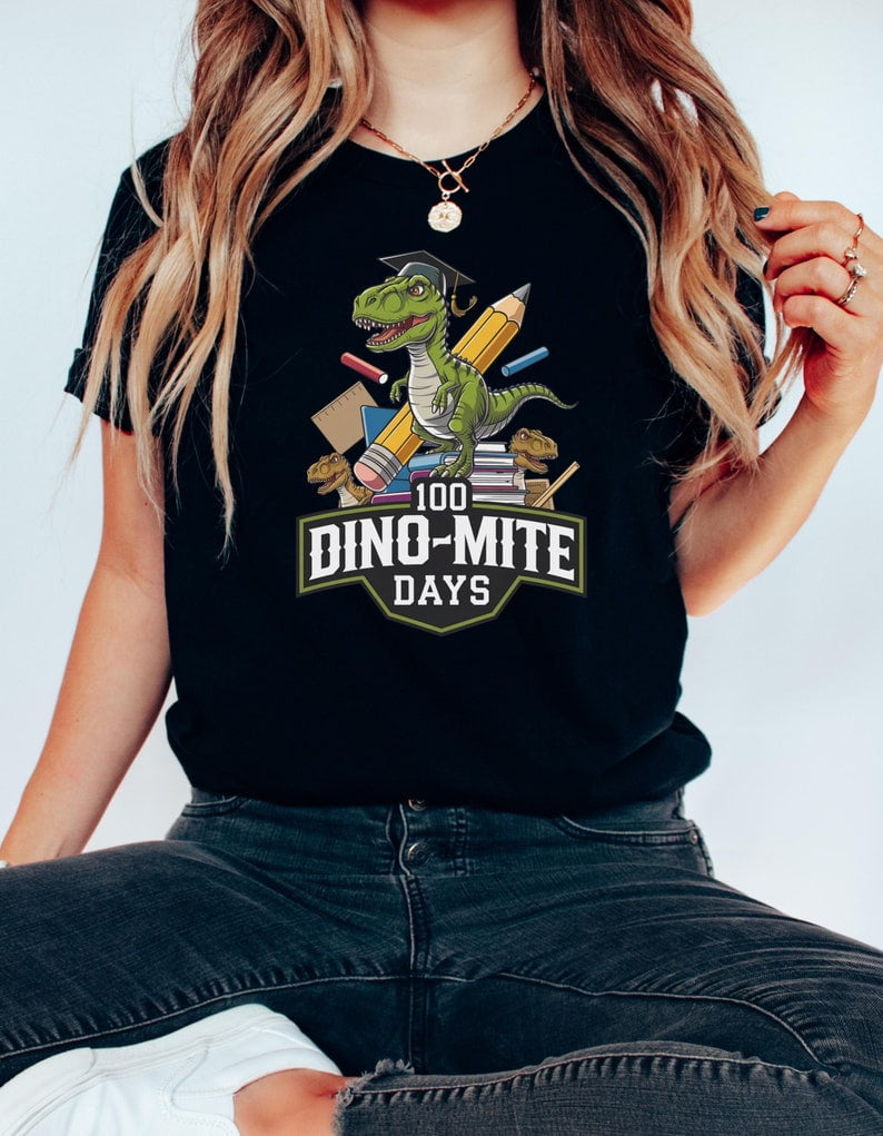 100 Days of School Unisex Softstyle T-Shirt, Happy 100th Day Dinomite ...