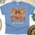 thumbnail image 1 of 100 Days of School Western Fringe Bow Teacher Shirt Leopard Cowgirl Tee, CarolinaBlue, Size L, 1 of 6