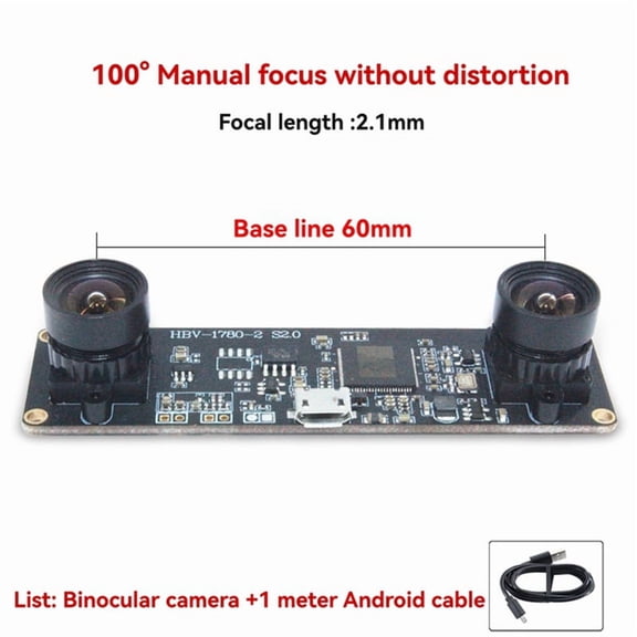 100 Degree Camera Module OV9732 1MP 2.1mm Dual Camera Module Manual Focus for WinXP/7/ y5711