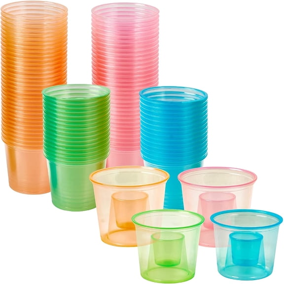 100 Disposable Bomber Cups Color Plastic Bomber Shot Glasses Highly Durable and Reusable Shot Cups Perfect for Shots for Wedding, Thanksgiving, Halloween, Christmas Party
