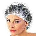 thumbnail image 1 of 100 Disposable Clear Mop Mob Caps Clipped Hair Head Cover Shower Cap Plastic for Beauty Salon,Food Service,Hospitals,Laboratories,Manufacturing or Spray Tanning Emlimny, 1 of 7