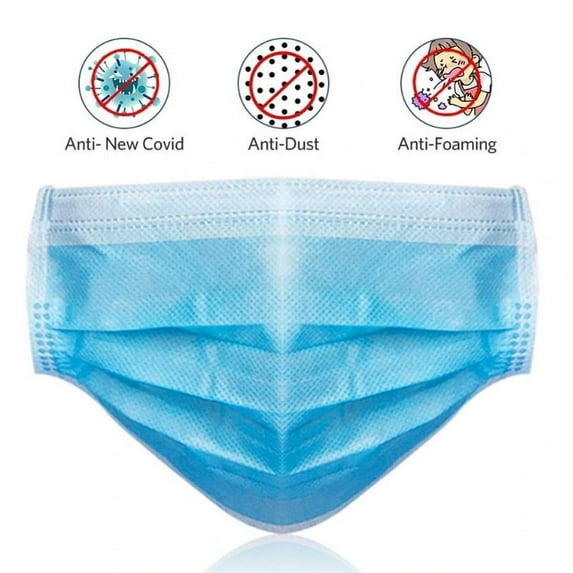100 Disposable Face Masks, 3-ply Breathable Dust Protection Masks, Elastic Ear Loop Filter Mask