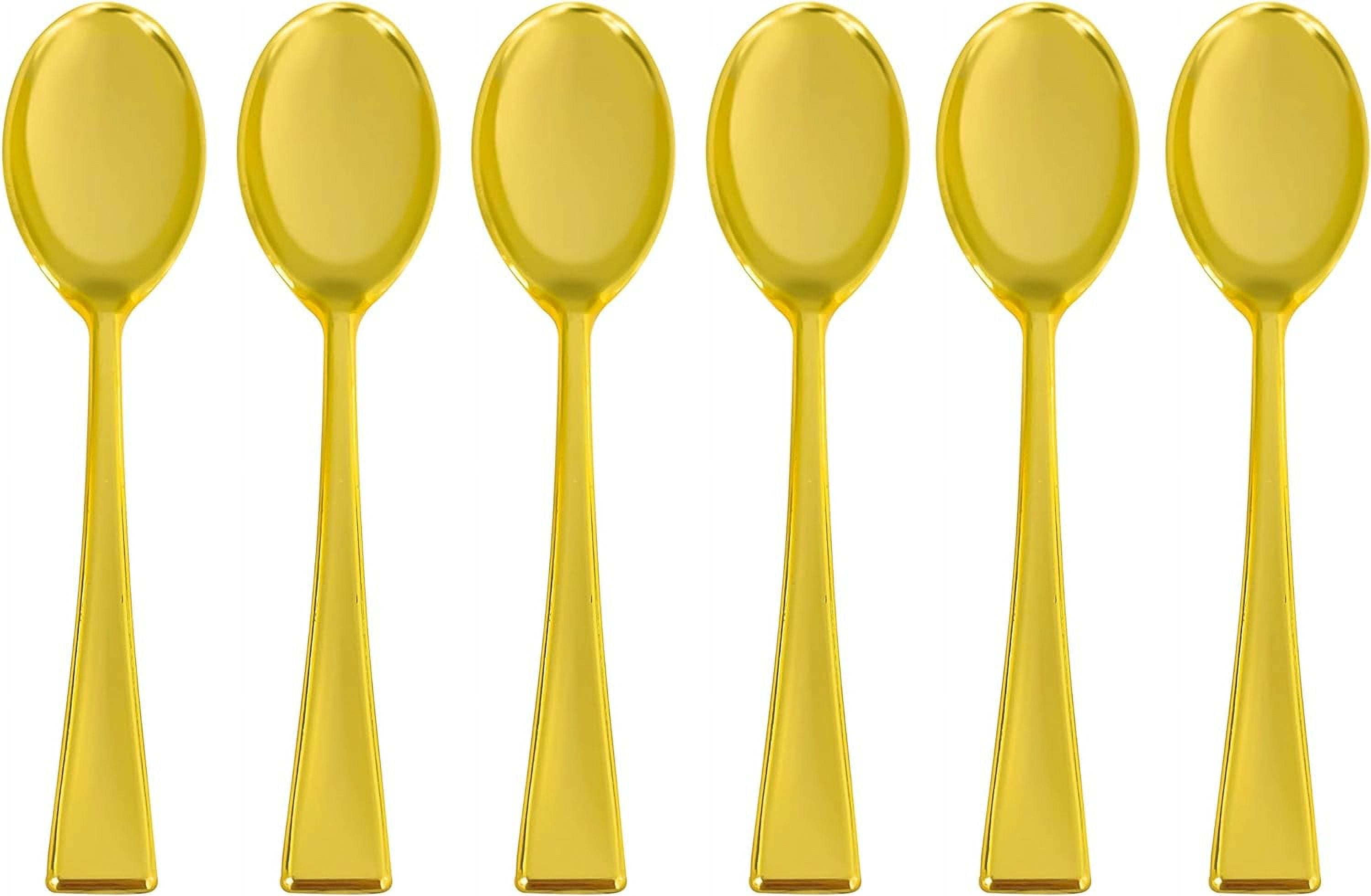 100 Disposable Plastic Mini Gold Spoons Versatile Tasting Utensils