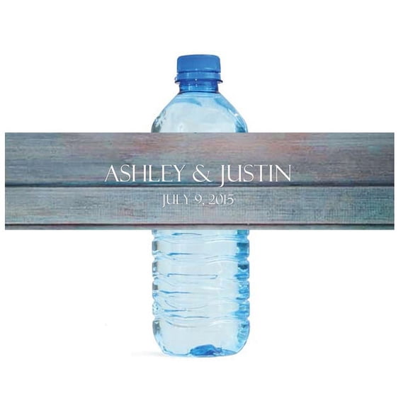 100 Distressed Wood Rustic Wedding Birthday Party Water Bottle Labels 8"x2"