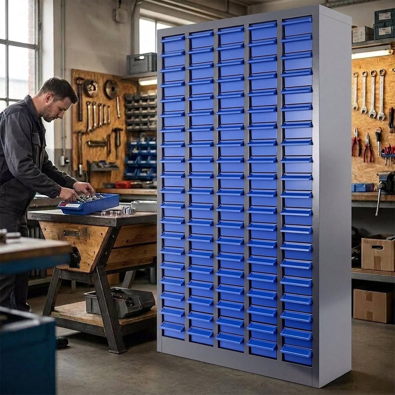 100 Drawer Hardware Tool Parts Cabinet, Removable Dividers Label Slots ...