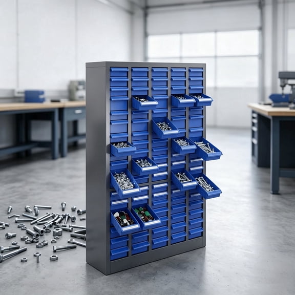 100-Drawer Parts Cabinet, Bolt Organizer and Hardware Storage Tower, Nuts and Bolts Organizer with Iron Frame & ABS Drawers for Garage, Workshop & Office
