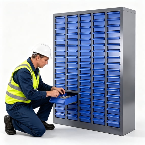 100 Drawer Parts Storage Cabinet with Label System, Removable ABS ...